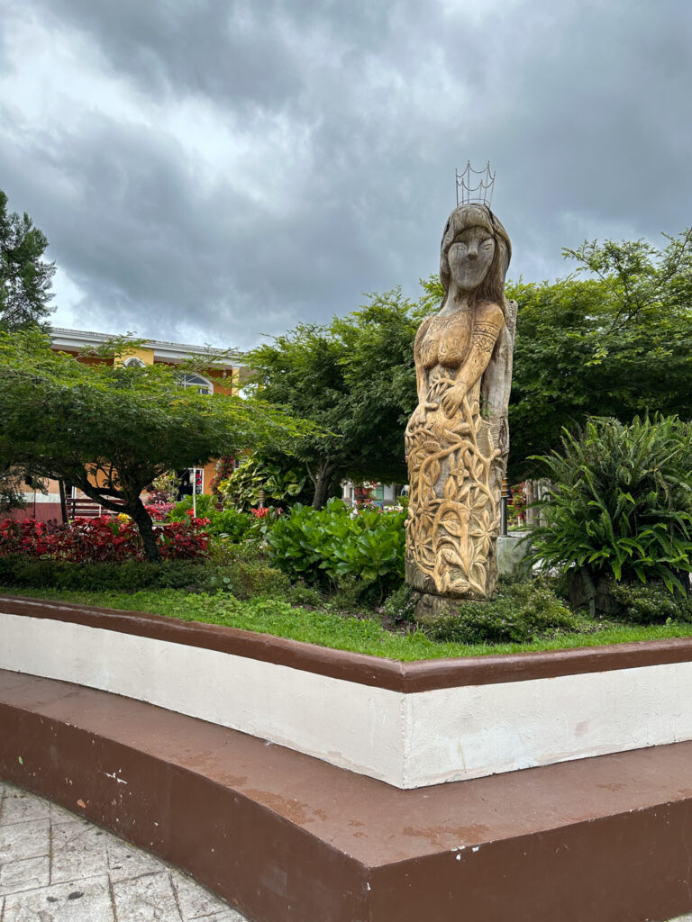 statue in park in Boquete, Panama