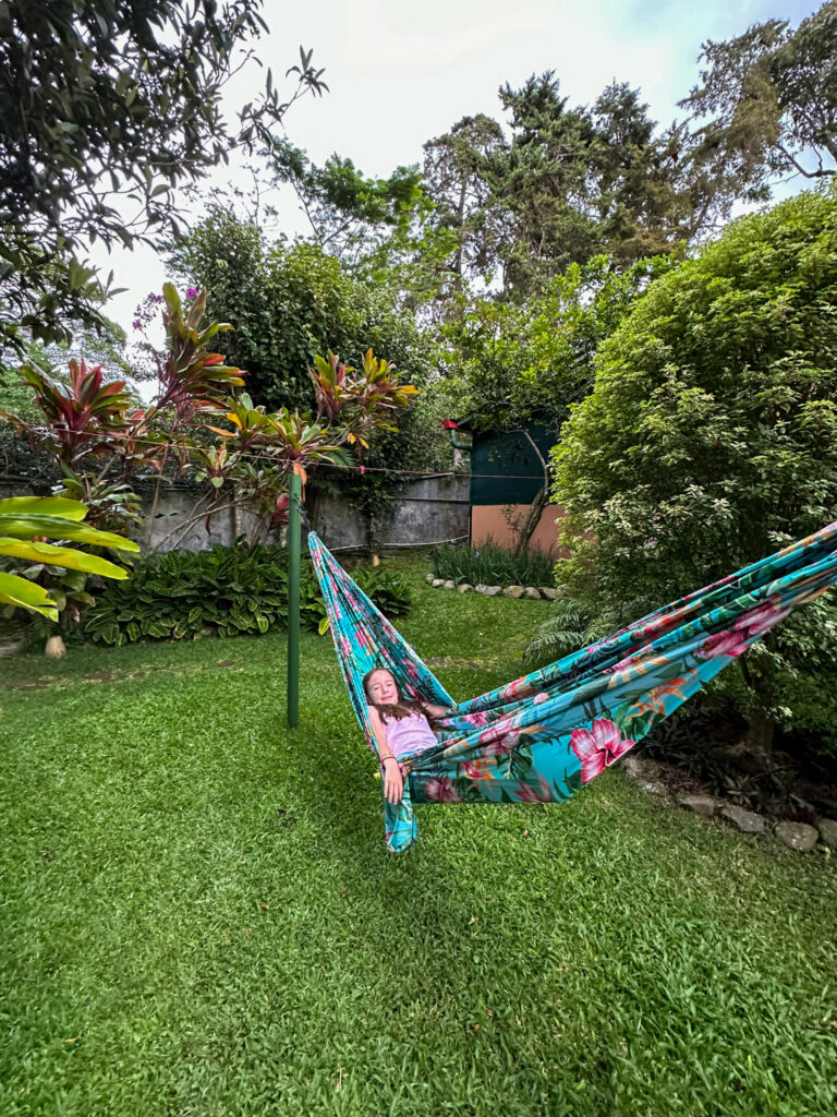 little girl in hammock at Boquete Garden Inn