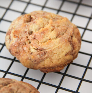 peanut butter Nutella cookies after coming out of the oven