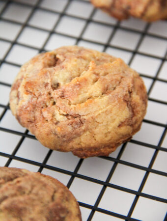peanut butter Nutella cookies after coming out of the oven