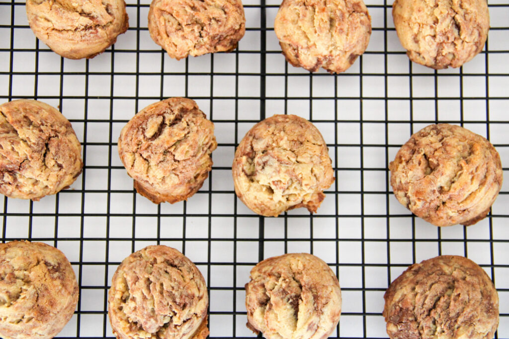 peanut butter Nutella cookies on a wire rack