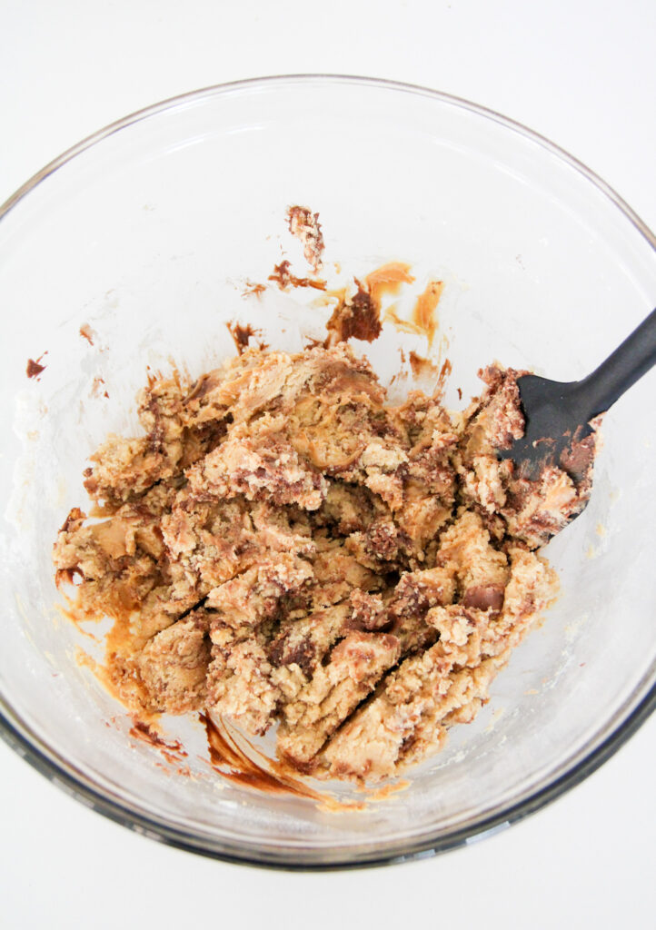 peanut butter Nutella cookie dough in bowl
