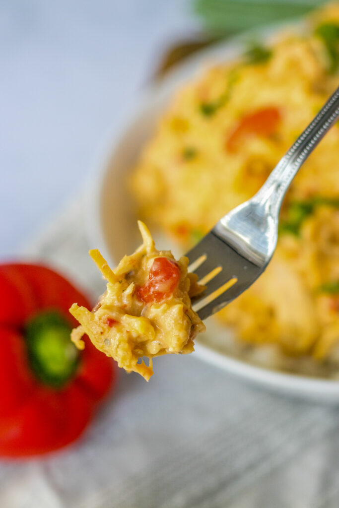 fork of food over bowl