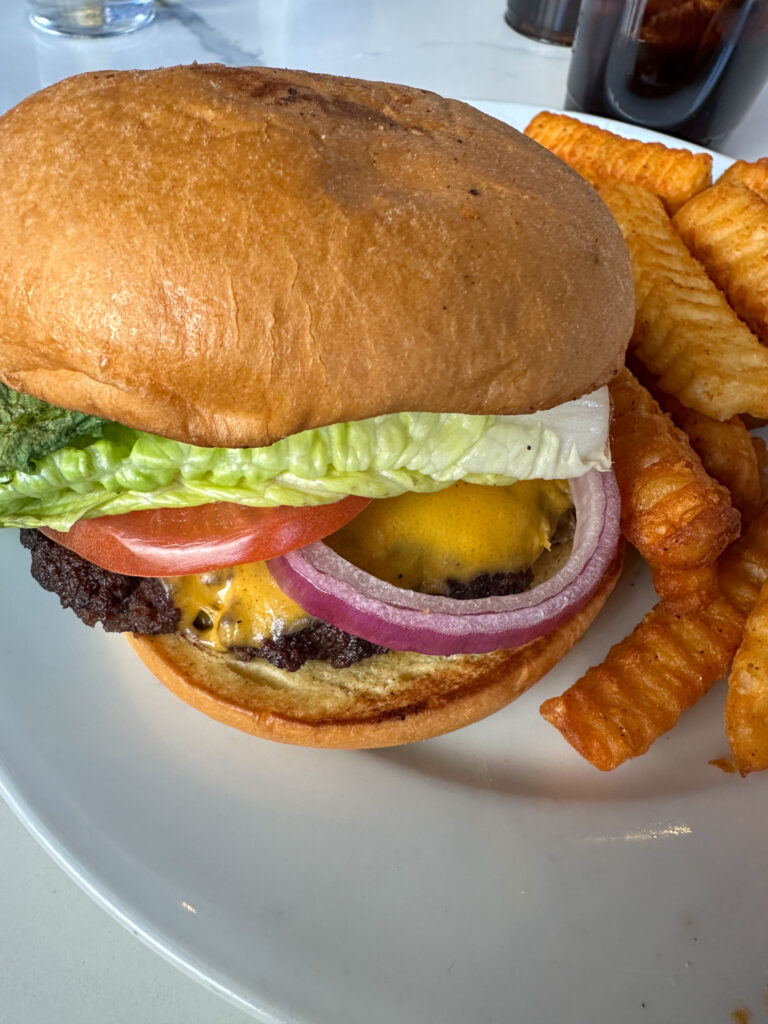 cheeseburger and fries at The Diner in Nashville