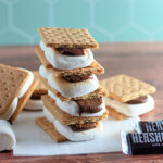 oven s'mores stack with teal wall at back