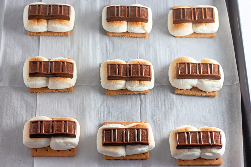 oven s'mores in the oven during baking process