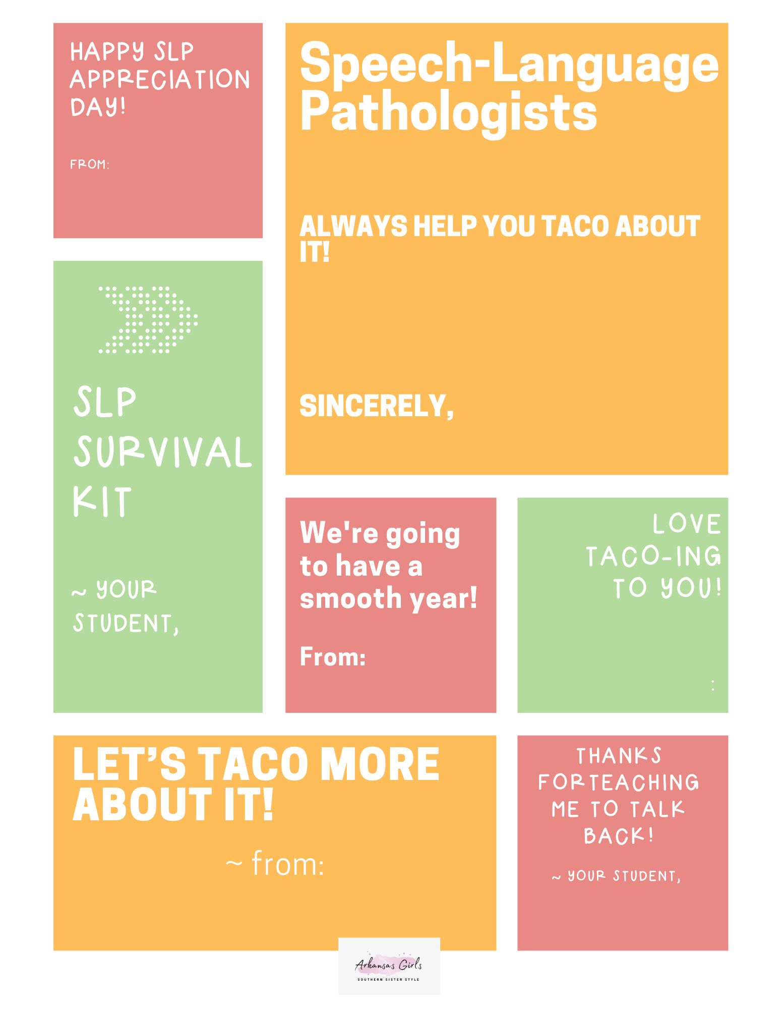 7 Free Printable Gift Tags for Speech Language Pathologist Day
