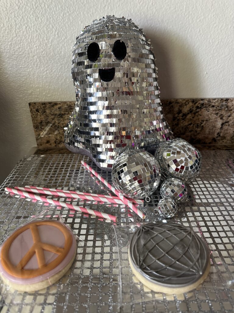 disco Halloween decor with cookies for Hippie Halloween party themes
