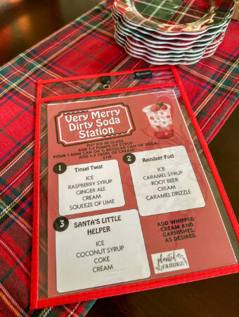 top down view of a free Christmas dirty soda menu