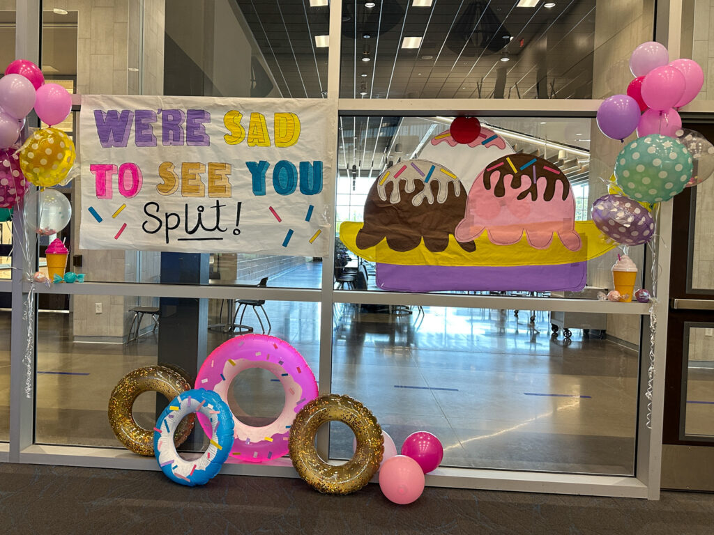 banana split sign for a sweet send off party