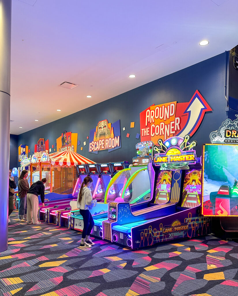 kids playing in the arcade at Okana Resort