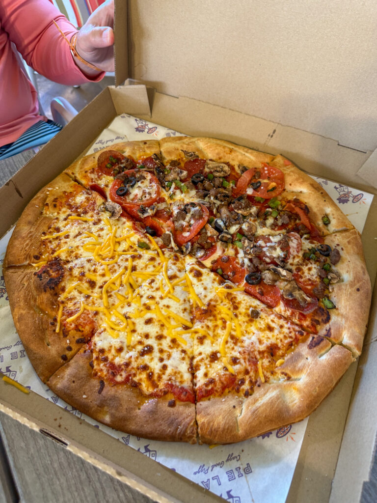 half and half pizza from Pie Lab at Okana Resort