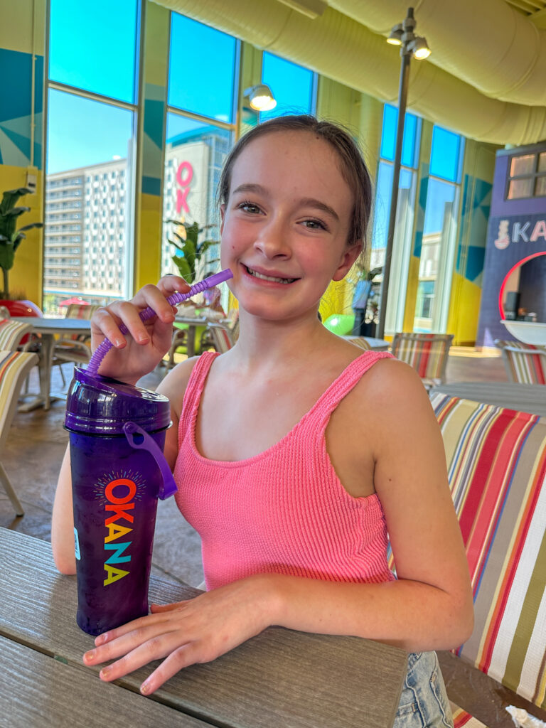 girls with refillable Okana cup for a family travel guide to Oklahoma City