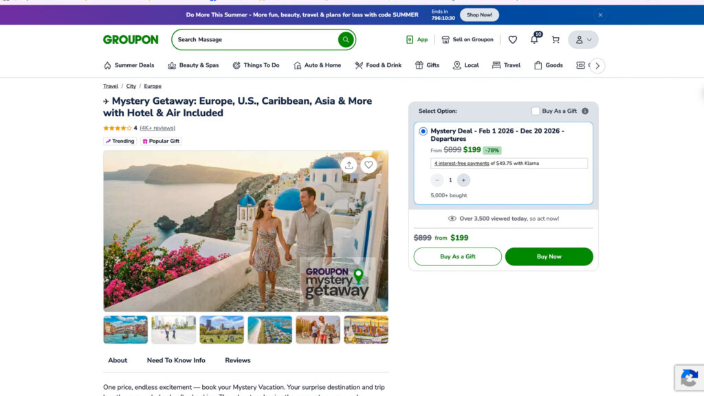 Groupon Mystery Vacation screenshot